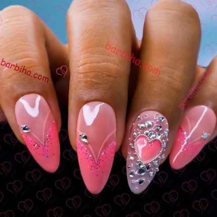 طراحی ناخن با دیزاین روسی _ صورتی (کد 020)_1